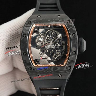 1:1 Swiss Replica Richard Mille RM 055 Bubba Watson Carbon Fiber Case Rubber Strap Watch